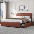 thumbnail image 1 of Memoryfield Full Bed Frame with Headboard & Storage Drawers, PU Upholstered Platform Bed, No Box Spring Needed, Noise-Free, Easy Assembly, Brown, 1 of 7