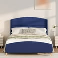 thumbnail image 1 of Full Bed Frame with Wingback Headboard, Platform Bed Frame with Velvet Upholstered Headboard,  No Box Spring Needed, Blue, 1 of 15