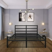 Full Bed Frames with Headboard, KingSo Black 14 Inch Metal Platform Bed Frame with Storage, Heavy Duty Steel Slat and Anti-Slip Support, Easy Quick Lock Assembly, No Box Spring Needed, Full Size
