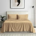 thumbnail image 1 of Bedding Series 600 Thread Count 100% Long Staple Cotton Full Size 4 Piece Sheet Set Fit 9" Inch to 12" Inch Deep Pocket Striped ( Taupe ), 1 of 6