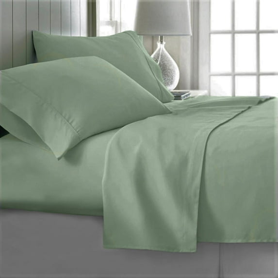 Full Bed Sheets | Microfiber Bed Sheet Set | Soft, Wrinkle Resistant & Fade Stain Resistant Bedding | Set of 4 Pieces – 1 Flat Sheet, 1 Deep Pocket Fitted Sheet, 2 Pillowcases – Full, Light Green
