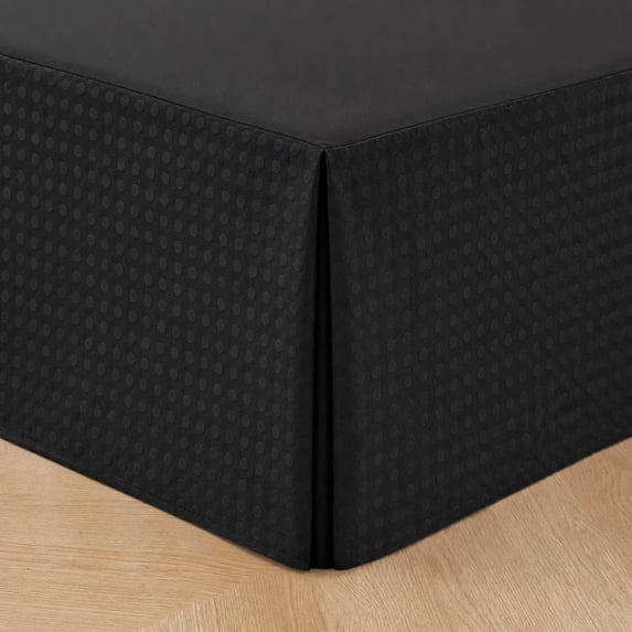 Men Fade Options Full Bed Skirt, Black Dotted Jacquard Pleated Bed Skirt, 18 Inch Drop ...
