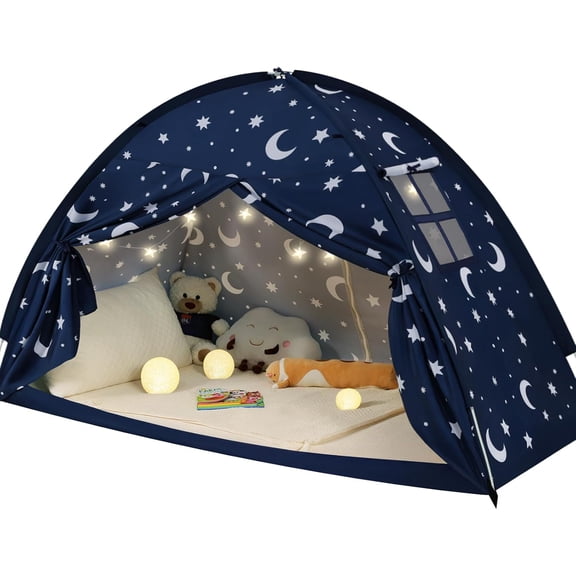 Full Bed Tent with Star Lights Privacy Canopy Blackout Sleeping Tent for Kids