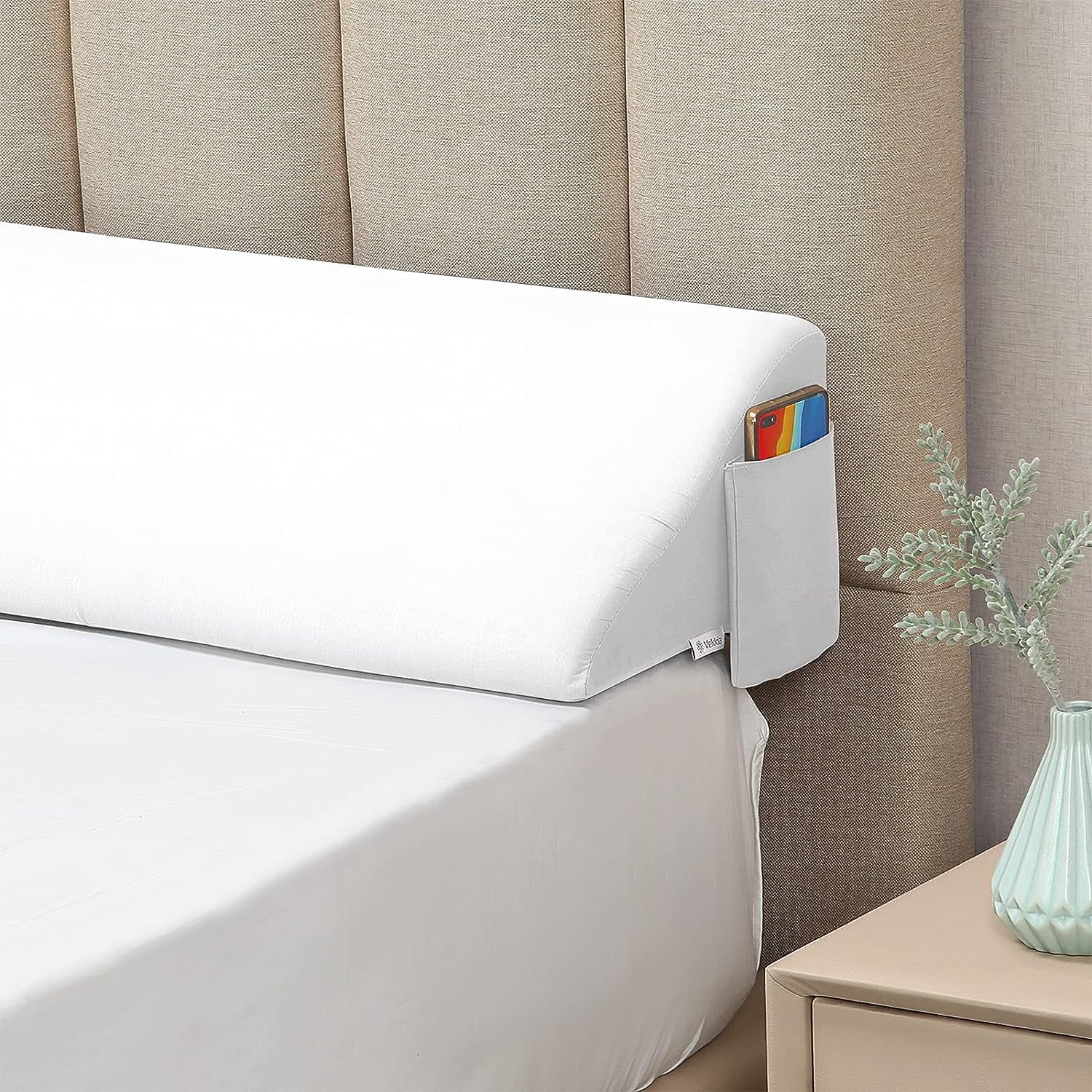 Full Bed Wedge Pillow Gap Filler/headboard Pillow/mattress Fill (0-6") Between Headboard And Mattress (white 54"x10"x6")