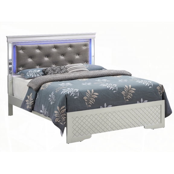 Full Bed in Silver Champagne with 53"H x 57"W x 80"D Transitional Dimensions