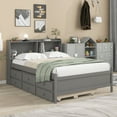 thumbnail image 1 of Full Bed with Bookcase,Twin Trundle,Drawers,Grey, 1 of 5