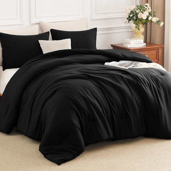 Full Black 3-Piece Bedding Set All Season Bedroom Decor