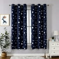 thumbnail image 1 of Full Black Grommet Blackout Curtain Panels Moon Stars Printed Window Curtains Thermal Insulated Drapes for Kids Boy Girls Bedroom Nursery Living Room Decor,1 Panel,  Navy Blue 52"*84", 1 of 7