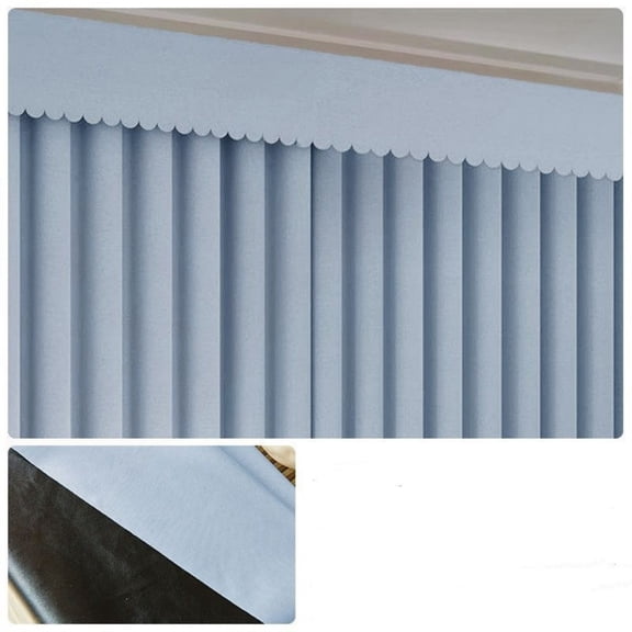 Full Blackout Curtain Top Light Blocker 39.37W x11.81H inch Light Blocking Valance Cover Window Top Gap Stop Light Leak for Home Window Curtains, Blue