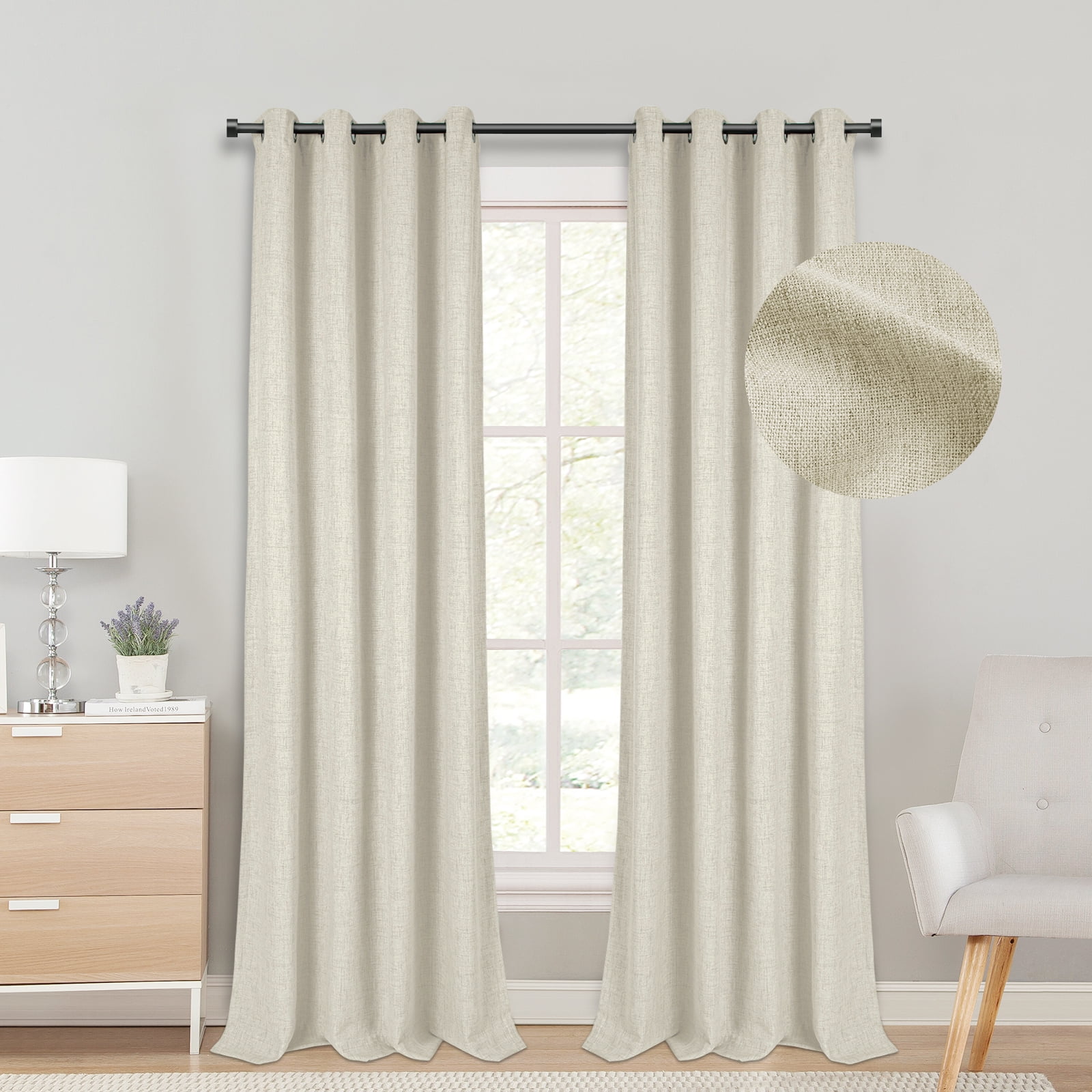 Full Blackout Curtains for Bedroom & Living Room, Grommet Drapes