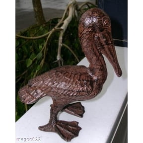 Full-Bodied Cast Iron Pelican Garden Figure