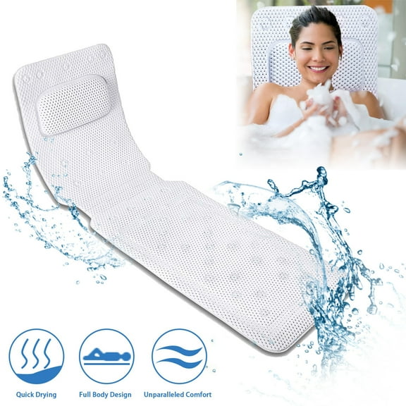 Full Body Bath Pillow, Bath Pillows for tub with 30 Non-Slip Suction ,Spa Bathtub Pillow for Head Neck Shoulder and Back Support - 5D Air Mesh & Quick Drying