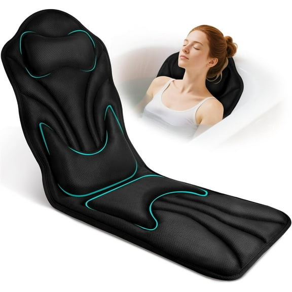 Full Body Bath Pillow for Bathtub, Ergonomic Bathtub Cushion for Neck, Waist, Hip Support, Luxury 3D Mesh Shower Pillow with Non-Slip Suction Cups & Dual Hooks, Pressure Relief, 51'' x17''