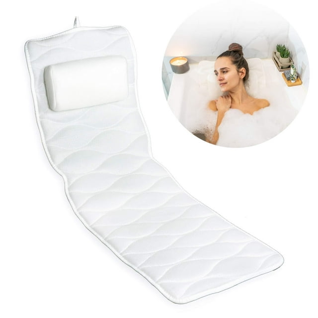Full Body Bath Pillow for Bathtub: Luxury Bath Pillows for Tub Neck and Back Support - Home Spa Bath Accessories Bathtub Pillow for Soaking Tub. Self Care Gifts for Mom & Birthday Gift