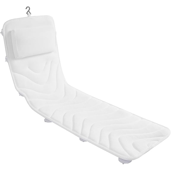 Full Body Bath Pillow for Bathtub, Non-Slip Bath Pillows for Tub, Spa Bathtub Pillow Cushion for Headrest Neck Shoulder and Back Rest Support，Relaxation Spa Accessories-50 x 15" (White)