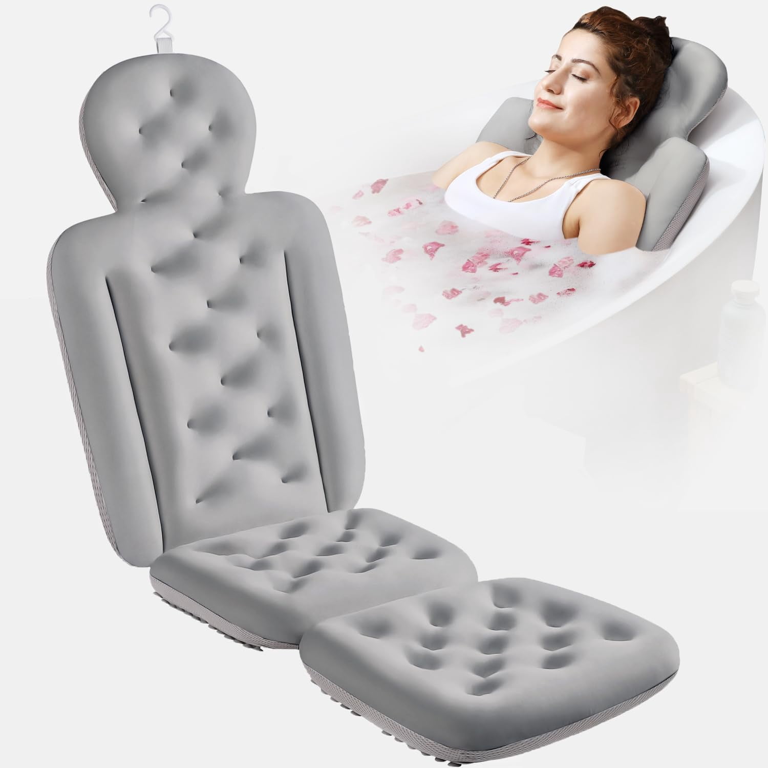 Full Body Bath Pillow for Bathtub, Thick Bathtub Cushion with Laundry