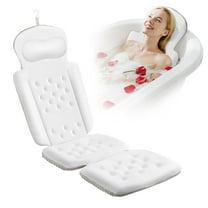 Full Body Bath Pillow, Luxury Bath Cushion with 192 Suction Cups, Bath Pillows for Tub for Head and Neck Support, with Laundry Bag White, 51" x 16"