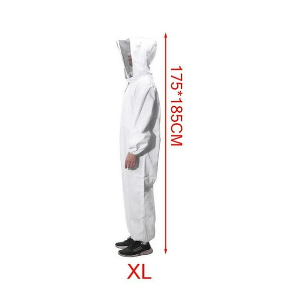 Full Body Beekeeping Suit Anti-Bee Coat Cotton Hood White Protective Clothing Xl