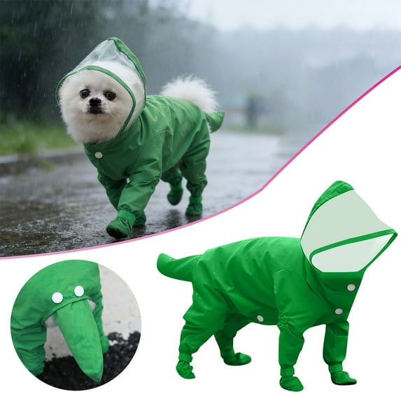 Full Body Dog Rain Suit with Boots, Waterproof Reflective Raincoat & Hood Set for All Weather, Includes Backpack for Small Medium Large Dogs, Yin-09