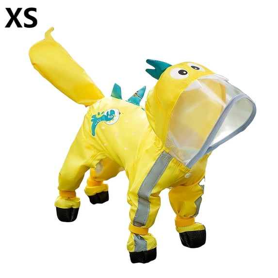 Full Body Dog Raincoat with Attached Hood Complete Four Legs Outdoor Walking Gear for Small and Medium