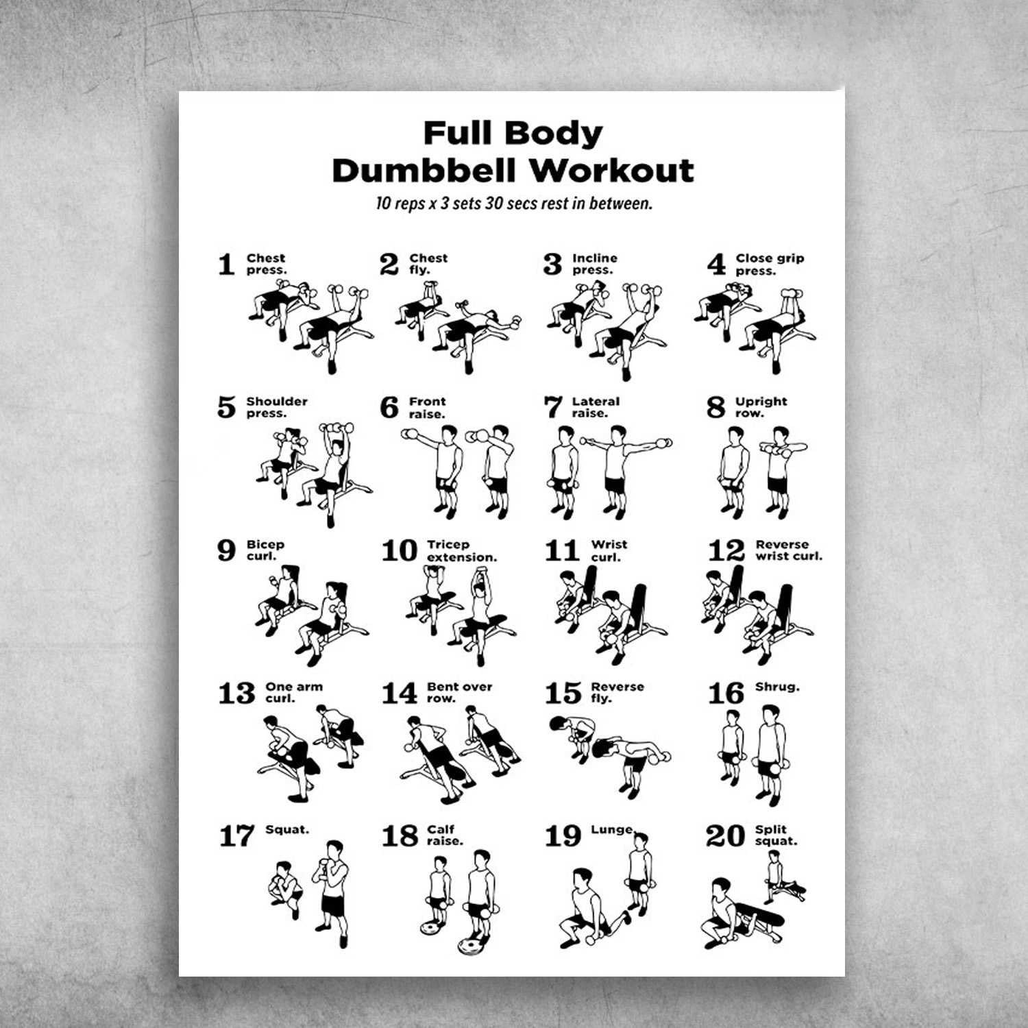 Full Body Dumbbell Workout, Gym Lover 10 Reps x Sets 30 Secs