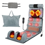 Full Body Electric Massage Mat with Heating Vibration Neck Foot Massage Timer Anti-Slip Bottom Massage Heating Pad for Home Office