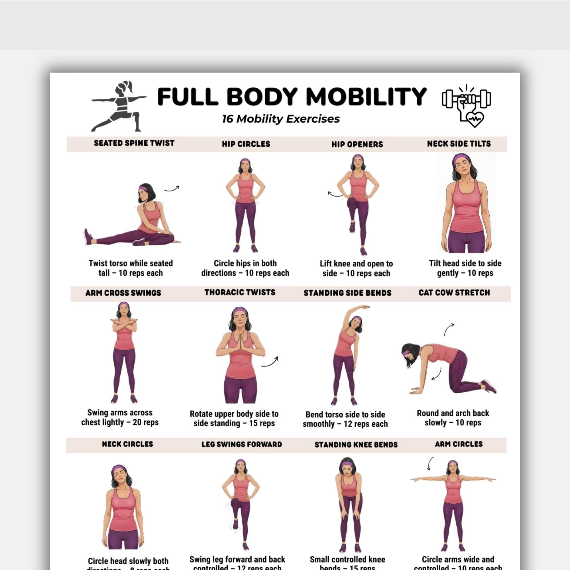 Full Body Exercise Poster Chart, Exercise Poster, Daily Exercise ...