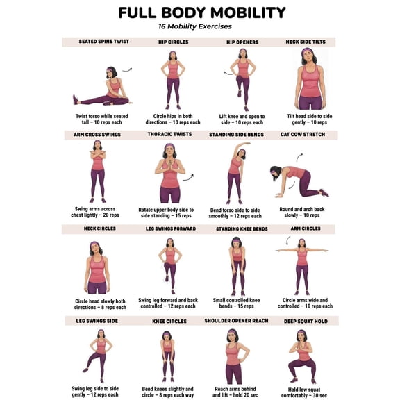 Full Body Exercise Poster Chart, Exercise Poster, Daily Exercise Routine, Stretching And Exercise Chart Poster