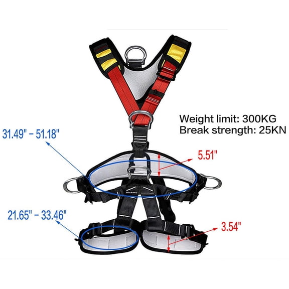 Full Body Harness, Climbing Gear Climbing Safety Safe Seat Belt for Outdoor Tree Climbing Outward Band Expanding Training