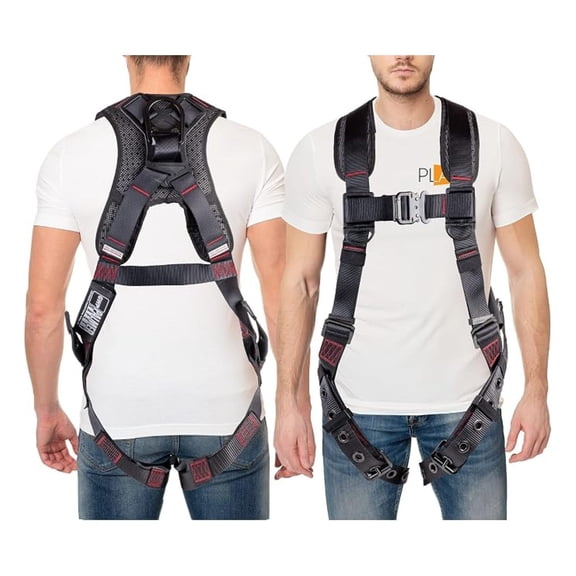 Full Body Harness with 5 Point Adjustment, Dorsal D-ring, Grommet Legs, Two Side D Rings, and Fall Indicators