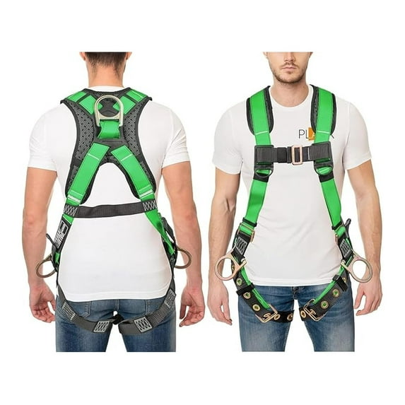 Full Body Harness with 5 Point Adjustment, Dorsal D-ring, Grommet Legs, Two Side D Rings, and Fall Indicators