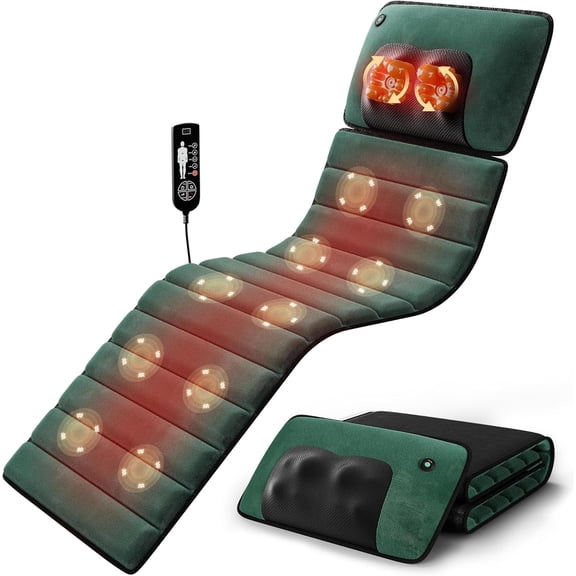 Full Body Massage Mat with Heat, Detachable Massager Pad Deep Tissue Pain Relief,10 Vibrating Motors and 9 Speed Settings for Relaxation at Home or Office