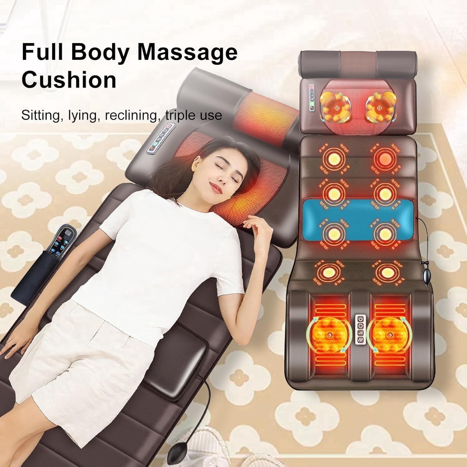 Fullbody massage mat, 9 modes, featuring heating function and ...