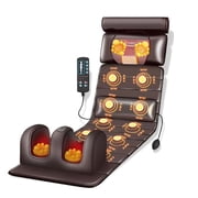 Full Body Massage Mat with Heating, Foldable Massage Mattress Pad with 10 Vibration Motors and 3 Adjustable Strength, Multifunctional Leg Foot Massagers and Detachable Neck Massager Pillow