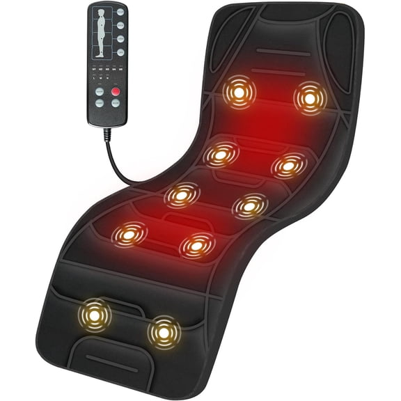 Full Body Massage Mat with Heat, 10 Vibration Motors, 4 Heating Zones, Foldable, 3 Intensity Levels