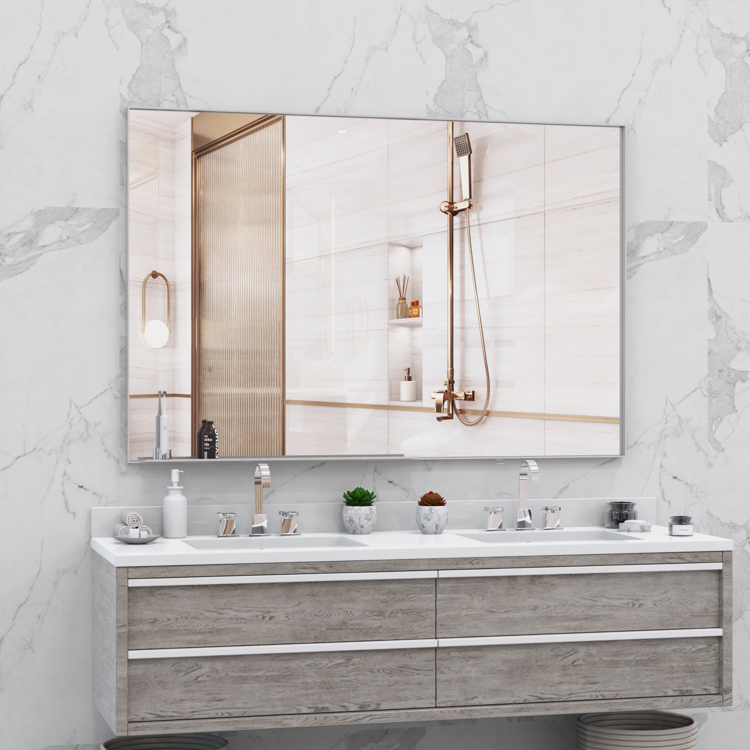 Full Body Mirror 60"x40" Oversized Modern Rectangle Bathroom Mirror ...