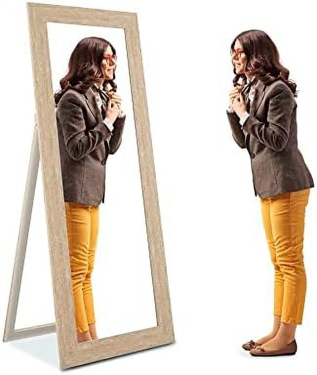 Full Body Mirror With Stand Wooden Framed Floor Length Mirror Stand Up