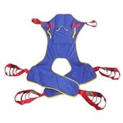 Full Body Patient Lift Sling with Commode Opening, Split Leg Design for Toileting Transfer, 5 Handles & 6 Straps, Head and Back Support, Universal Compatibility with Most Lift Brands