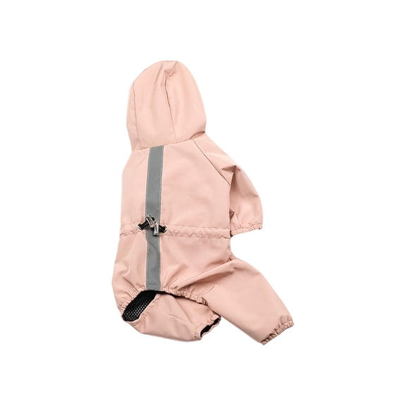 Full-Body Pet Raincoat for Dogs and Cats - Hooded Four-Legged Rain Jacket with Reflective Strip - Pink S
