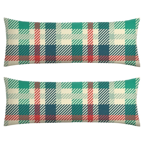 Full Body Pillow Cover 20x54 - Plaid Checkered Pillow Case with Hidden Zipper, Breathable Geometric Pillow Protector for Adults & Maternity - Machine Washable