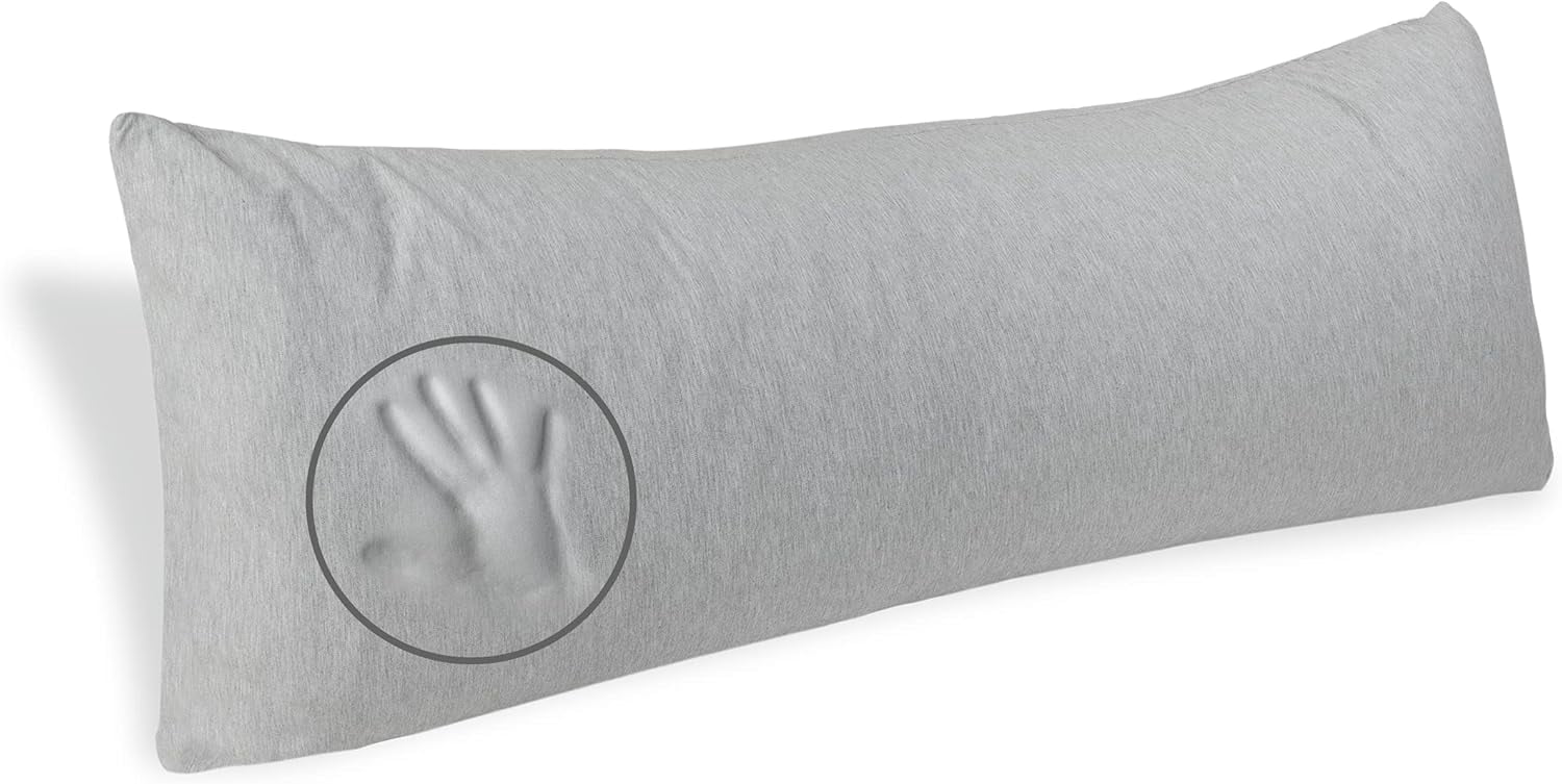 Full Body Pillow - Shredded Memory Foam with Washable Cover - Long, Hypoallergenic, Firm Hug Pillows for Side and Back Sleepers (54in, Cool Grey)