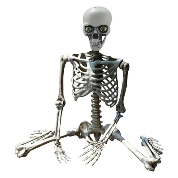 Full-Body Posable Skeleton Decor - Life-Size Human Skeleton with Flexible Joints for Halloween Yard Displays, Haunted Houses & Spooky Party Props