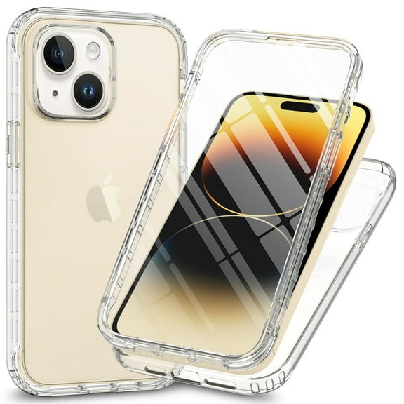 Full Body Protection Case for iPhone 14,Dteck Shockproof TPU/PC Gradient Case Built-in Screen Protector Slim Cover, ,Clear
