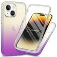 thumbnail image 1 of Full Body Protection Case for iPhone 15 Plus,Dteck Shockproof TPU/PC Gradient Case Built-in Screen Protector Slim Cover, ,Purple, 1 of 6
