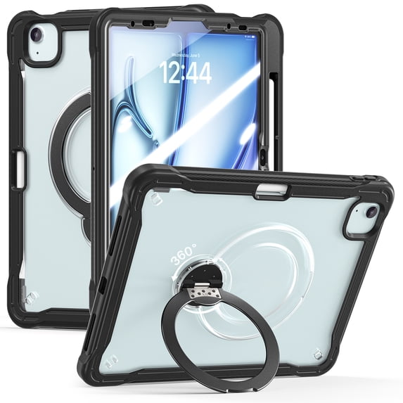 Full Body Protection Stand Case for iPad Air4,Air5,Air11 M2 M3,Pro11 2018-2022 Built In 9H Glass Screen Protector Shoulder Strap