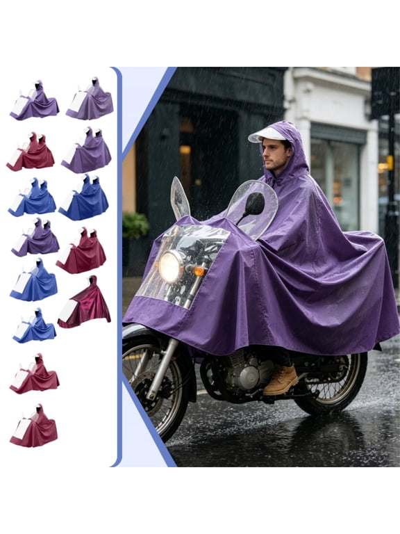 Full-Body Rain Poncho with Clear Visor & Reflective Accents for Bike Riders  Waterproof, Wind-Resistant, Extended Hem Coverage for Commuters and Delivery Riders