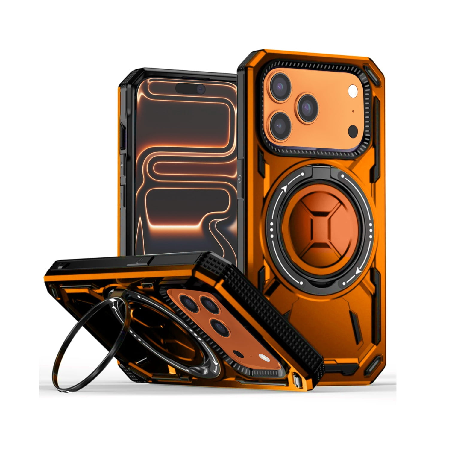 Full-Body Rugged Shockproof Case with Ring Holder for iPhone 17 Pro Max
