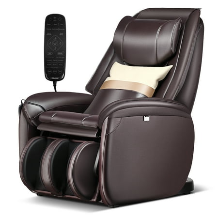 Costway - Full Body SL Track Zero Gravity Massage Chair with  Pillow Reversible Footrest Heat - Brown