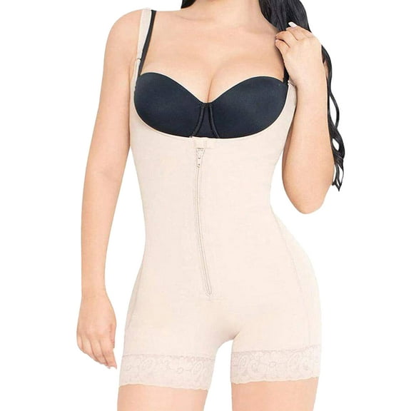 Full Body Shaper for Women Tummy Control Shapewear Waist Trainer Compression Girdle Thigh Slimmer Bodysuit Zipper Adjustable