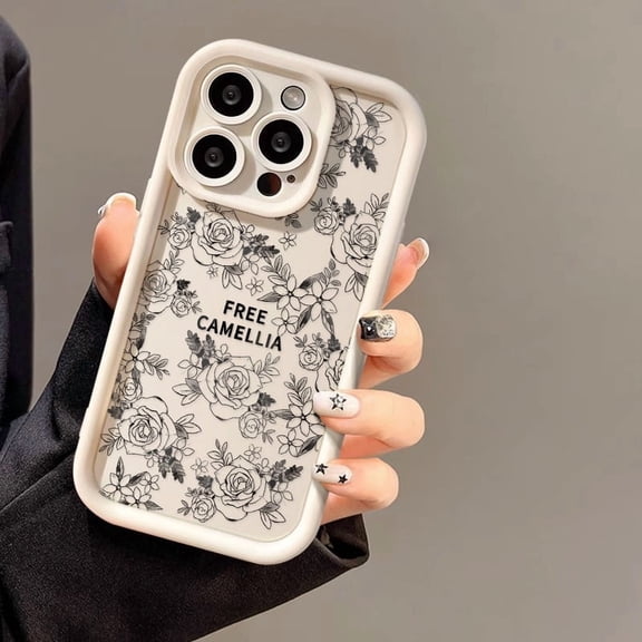 Full Body Shockproof Protective Case for iPhone 17 Pro Max, Camellia Flower Graffiti Pattern Durable Cover, AntiVibration Full Wrap Design with Comprehensive Camera Protection